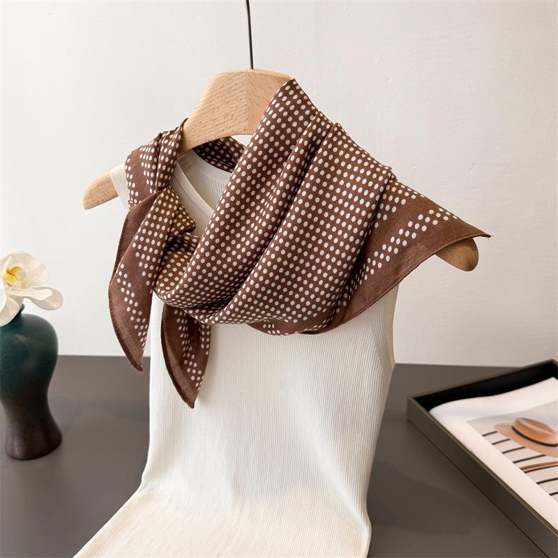 Polka Dot Print Hairbands Square Scarf Women Cotton Linen Feeling Bandana Neck Kerchief Head Bands Foulard Female Scarfs