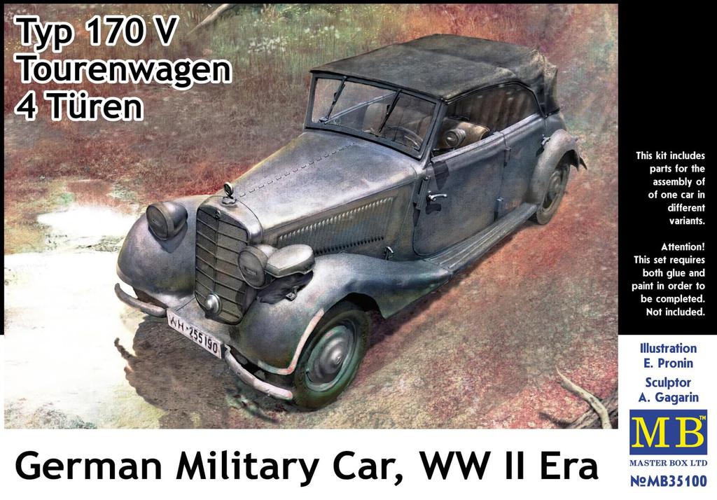 Master Box 1/35 Scale German Military Passenger Car 170V 4-Door 1937-1940 Plastic Model Kit MB35100