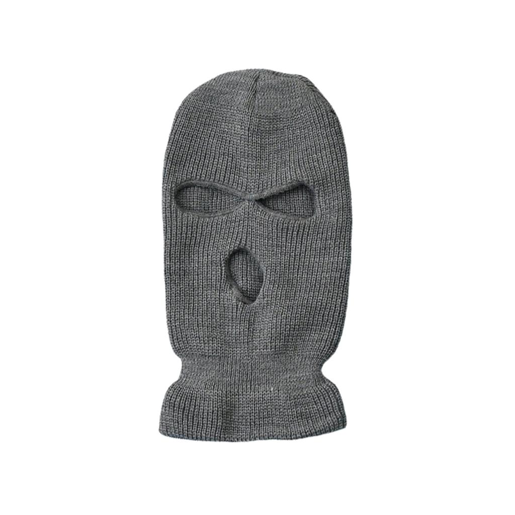 Motorcycle Windproof Full Face Knit Hats Custom SkiMask Men Warm Wool Balaclava Embroidery Winter Hats Knitted 3 Holes Ski Mask