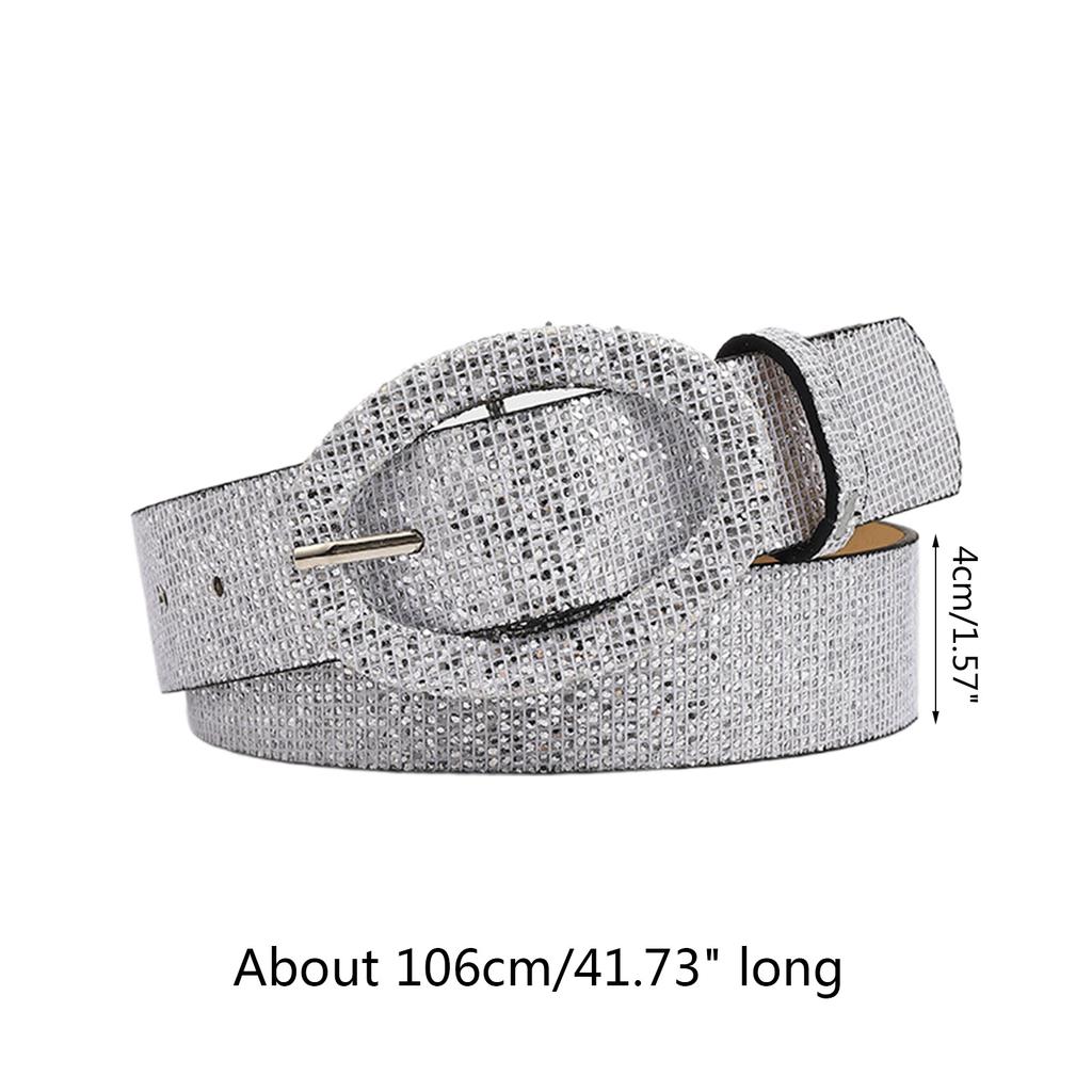 Bright Female Waist Belt Waist Chain Luxury Sweet Waist Belt Fashion Belts Full Sequins Adjustable Oval Buckle Belt