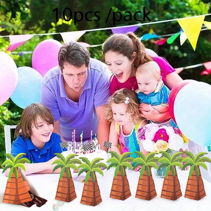 10Pcs Paper Carton Wedding Palm Tree Folding Locket Eco-Friendly Candy Wrapping Box Party Paper Box Marriage Coconut Tree Carton