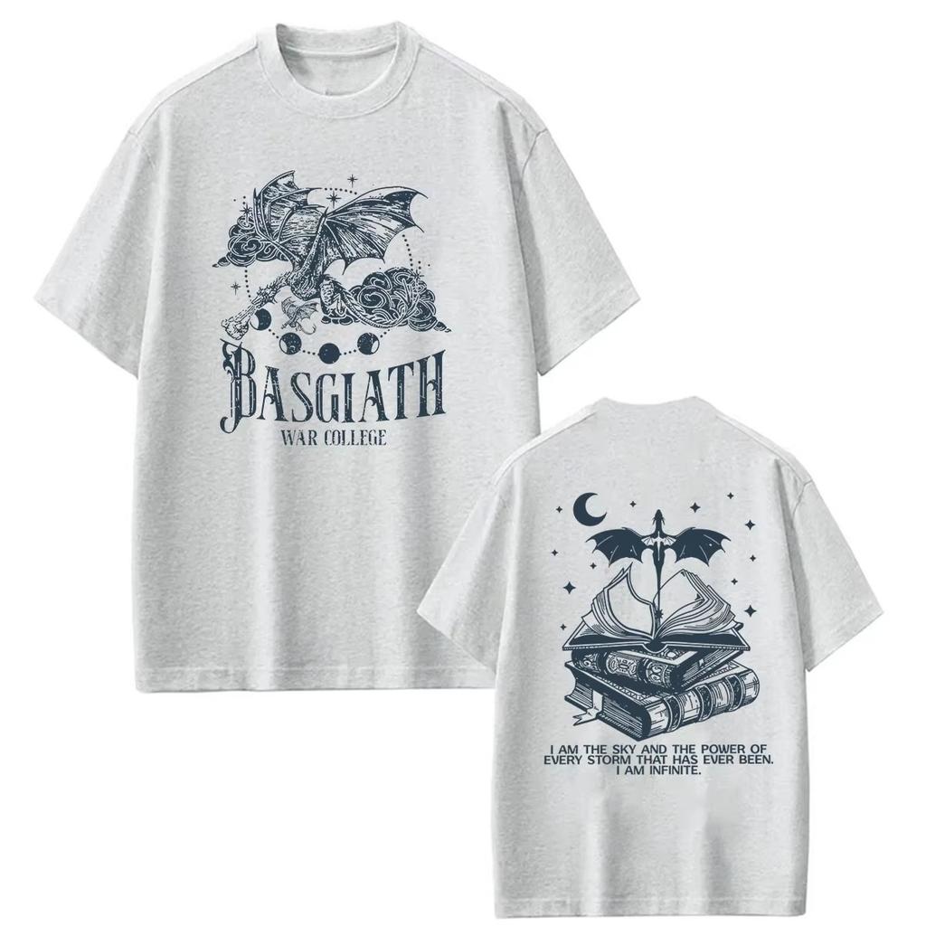 Hot Basgiath War College Dragon Wing Double Sides T Shirts Unisex Unisex Harajuku Fashion Tshirt Gothic Cotton Oversized Tshirts