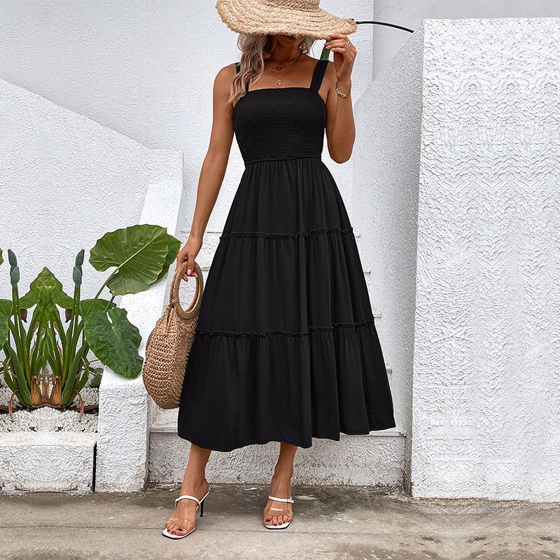 Amazon Foreign Trade Splicing Skirt Summer Cross-border Women's Clothing Europe and the United States Popular To Win Suspender Sleeveless Dress