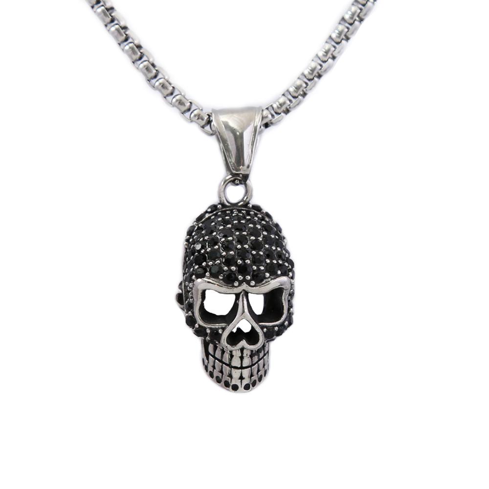 Gotische Hip Hop Totenkopf Anhänger Halsketten Für Männer Edelstahl Punk Mode Skelett Halskette Halloween Schmuck Geschenke Großhandel