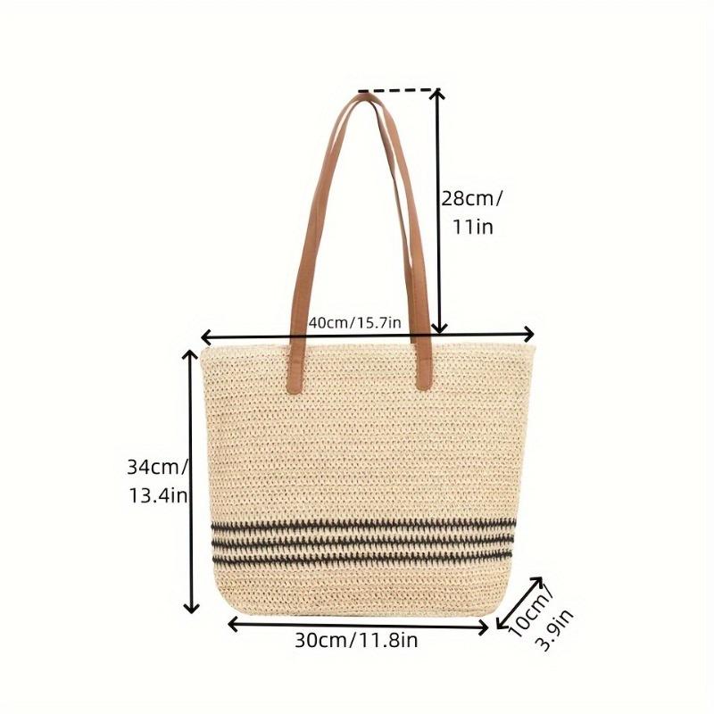 

Ленивый ветер плетеная сумка из соломы на плечо в полоску на молнии большая вместимость сумка-тоут женская отпуск приморская пляжная сумка zipper