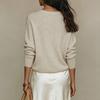Maglione da Donna a Scollo a V alla Moda in Maglia Top Leggero a Manica Lunga Pullover Casual Vestibilità Larga Materiale Morbido Elastico