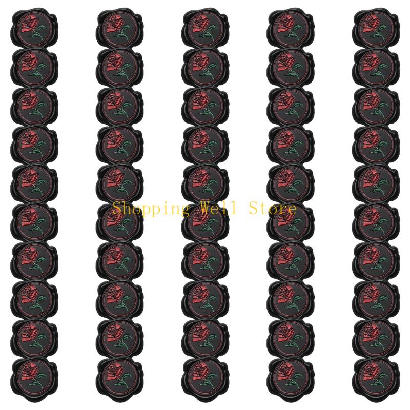 KX4B Pack of 50 Heart Wax Seal Sticker Waterproof Decoration Use