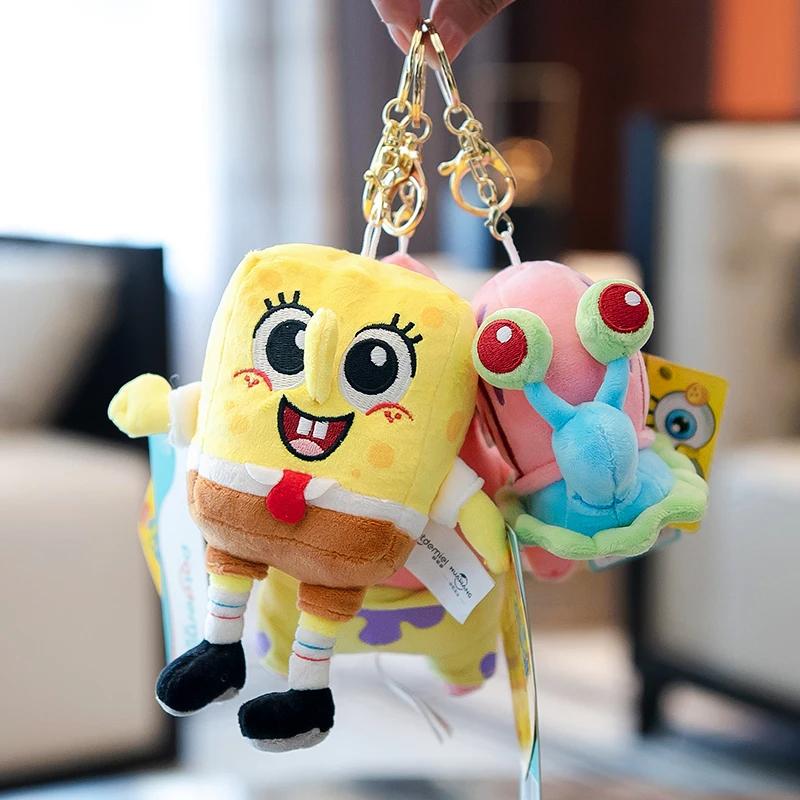 Kawaii Cartoon Spongebob Patrick Star Plush Toy Keychain Stitch Creative Gary Backpack Pendant Squidward Tentacles Friends Gifts