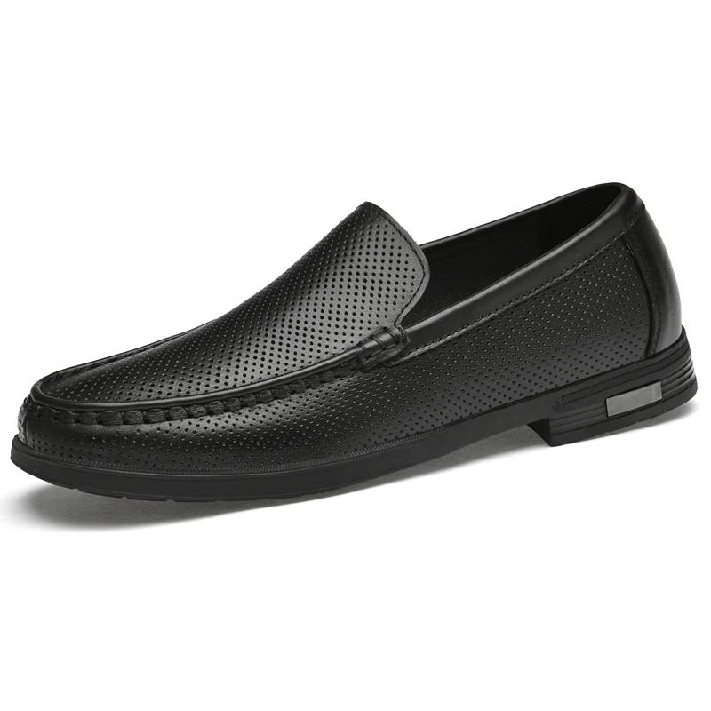 Fashion Genuine Leather Mens Shoes New Design Casual Loafers Slip-on Business Dress Shoes Comfortable Driving Footwear Classic Moccasins