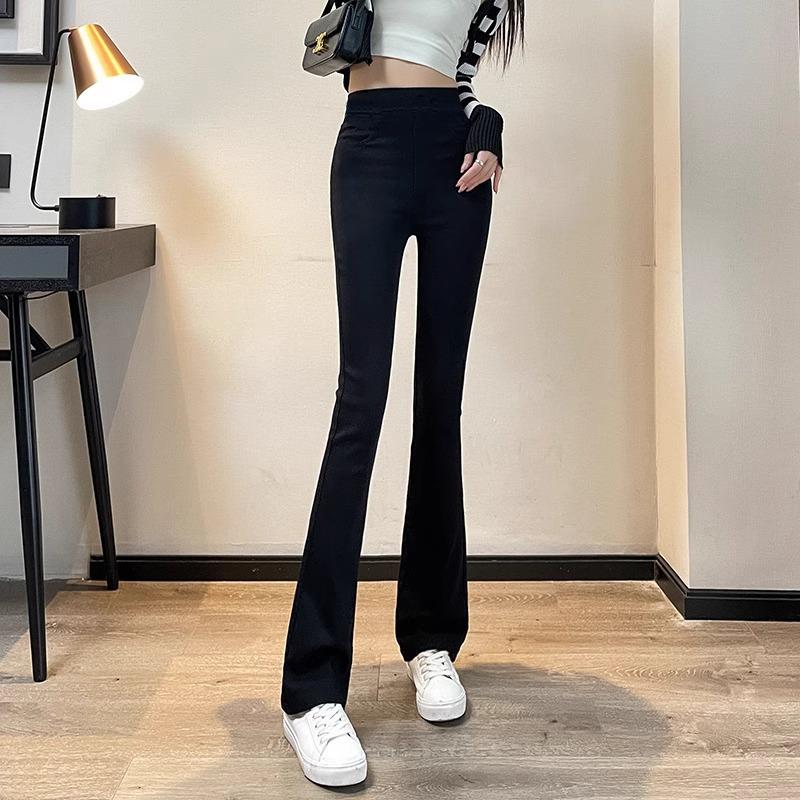 Women's Summer 2024 Slimming Elastic Flare Pants - Casual Nine-Point Long Pants for Spring & Autumn