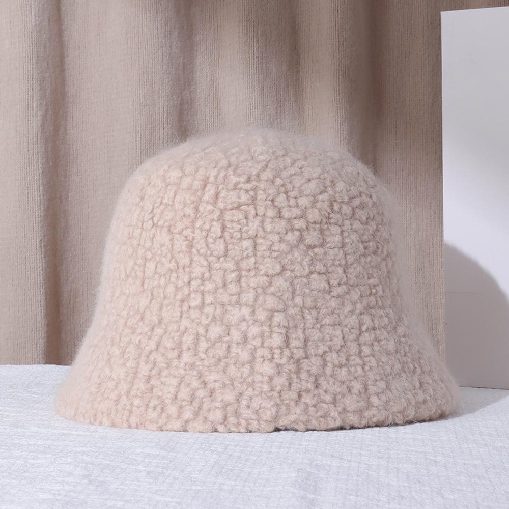 Hat Soft Women's Winter Bucket Hat Felt Lamb Wool for Girl Autumn and Winter Fashion Fur Panama Hip Hop Hat Off White Cap