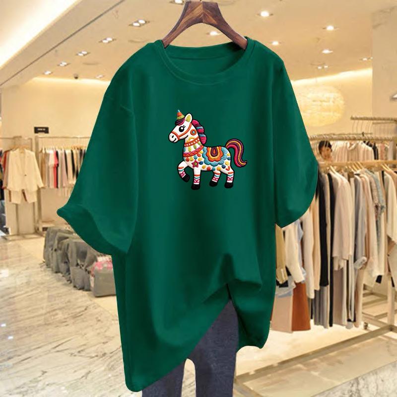 2026 Year of the Horse Red Cotton Women s Loose Fit T-Shirt XXXL