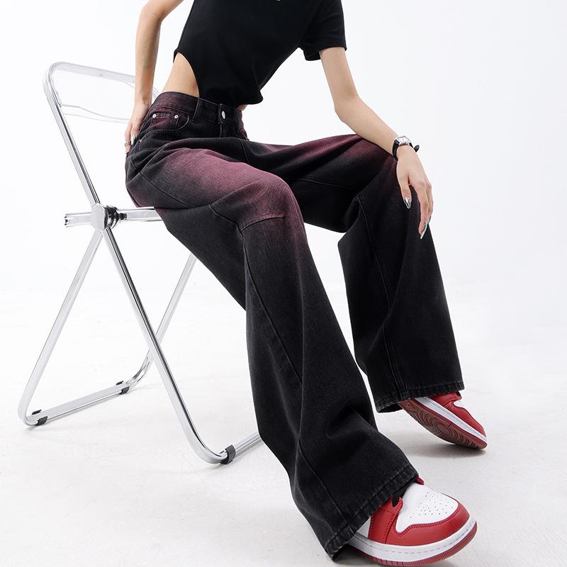 Dámské retro graffiti prané džíny s rovnými nohavicemi: Jarní/Letní kolekce