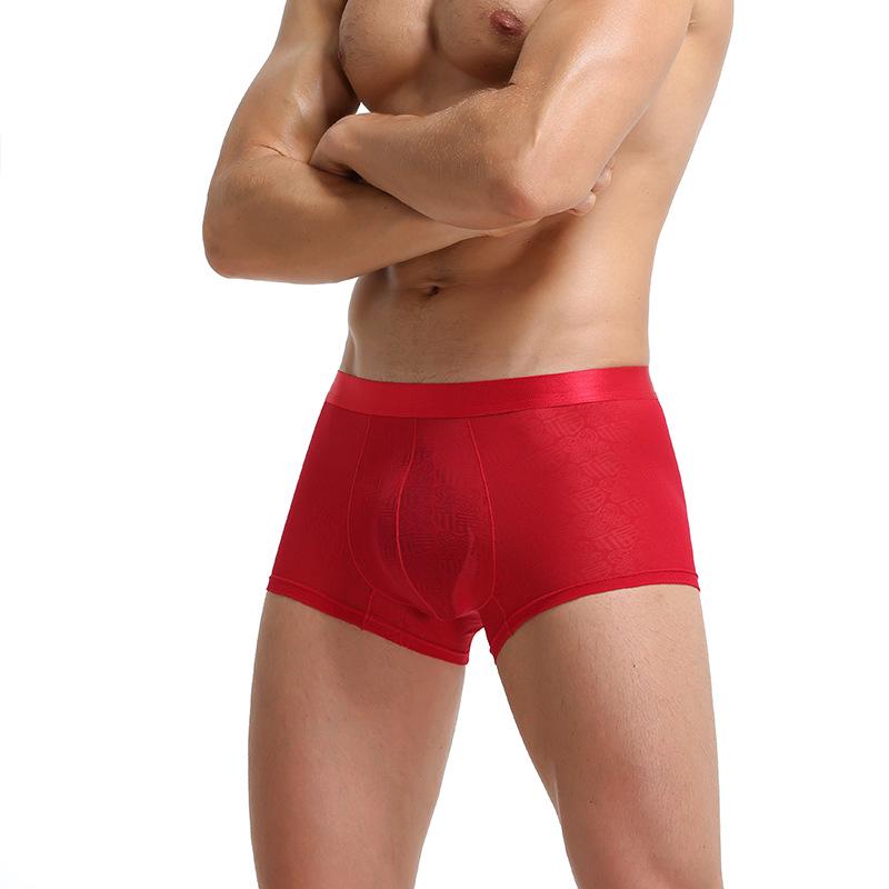 Men's Fu Character Jacquard Nylon Breathable Boxer Briefs with U-Pouch
