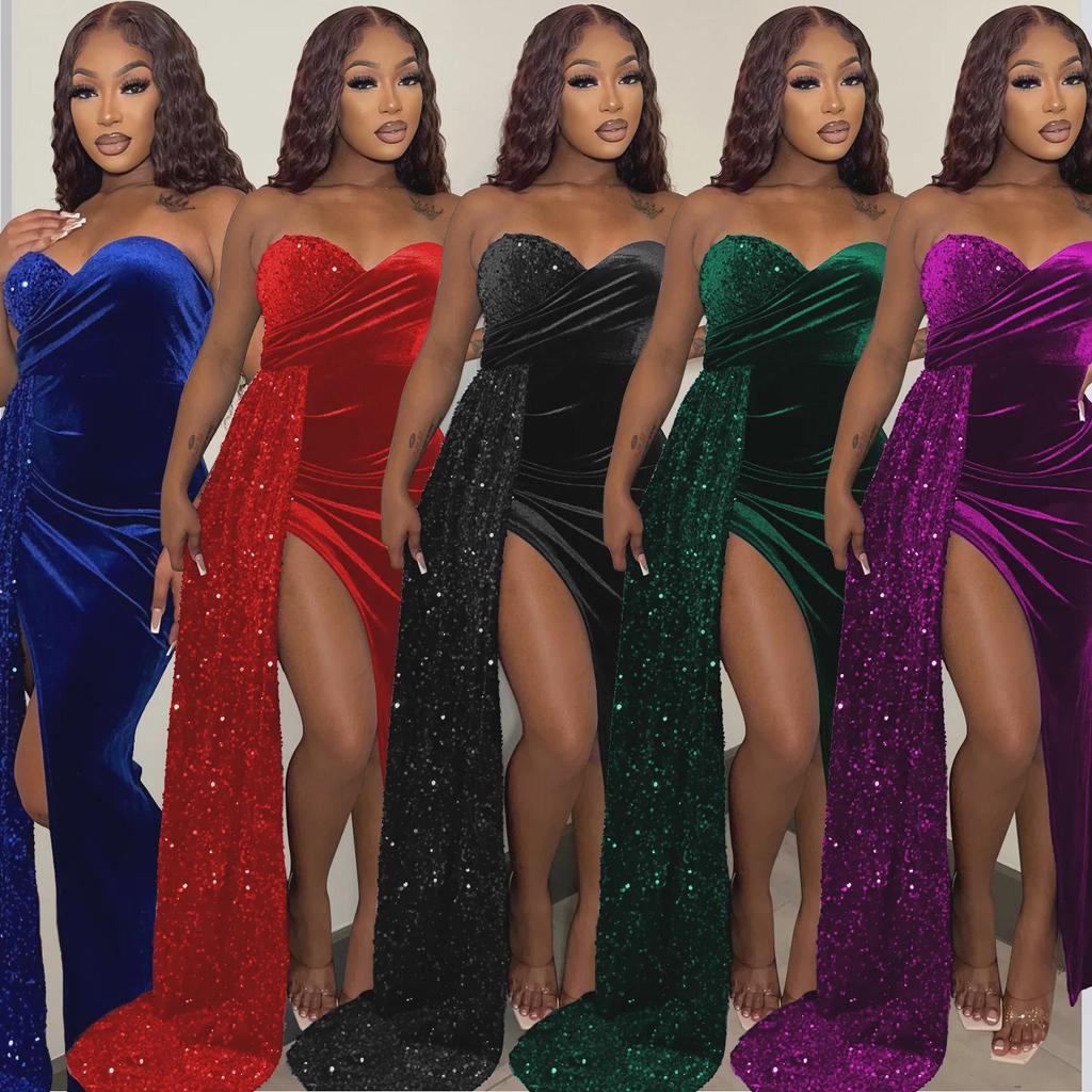 OS6923 Sexy europäisches und amerikanisches Perlen-Swing-Kleid – Herbst/Winter Damen-Nachtclub-Partymode