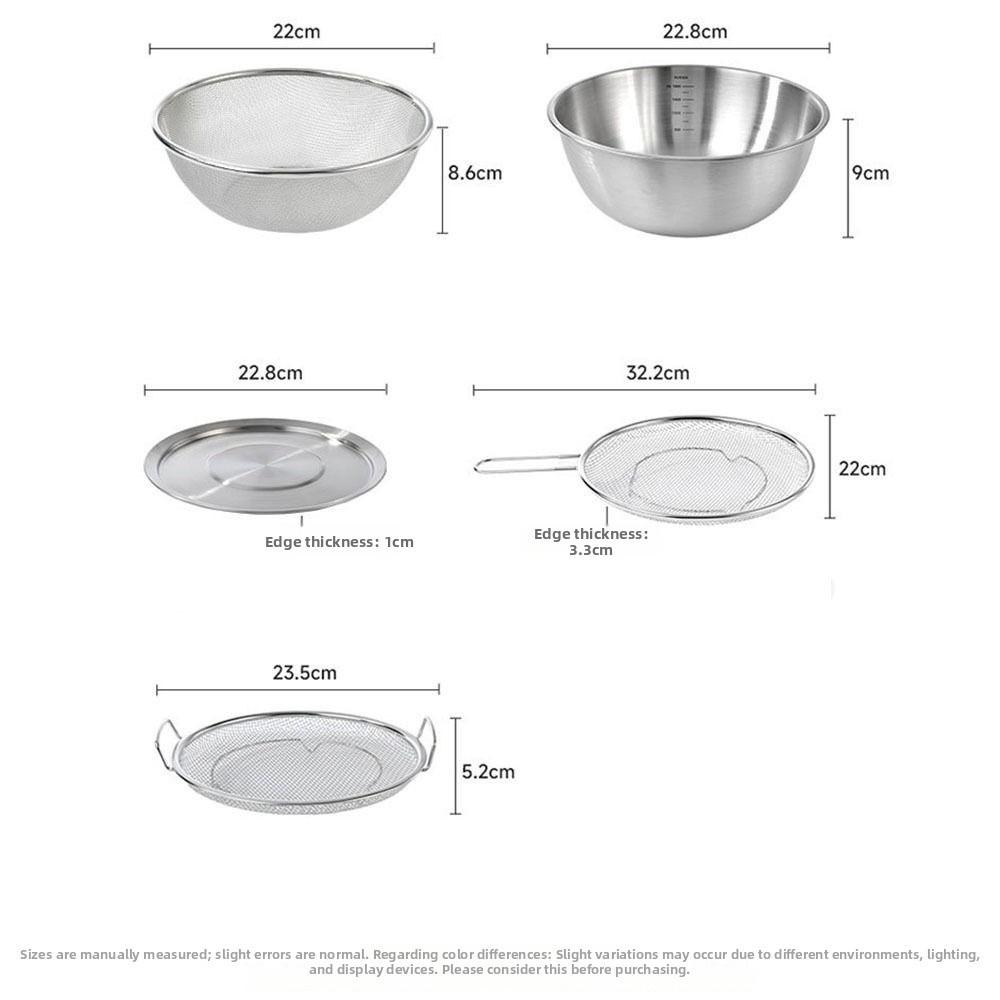 Durable 304 Stainless Steel Kitchen Drain Basket Reusable Round Kitchen Oil Filter Pan Filter Tray