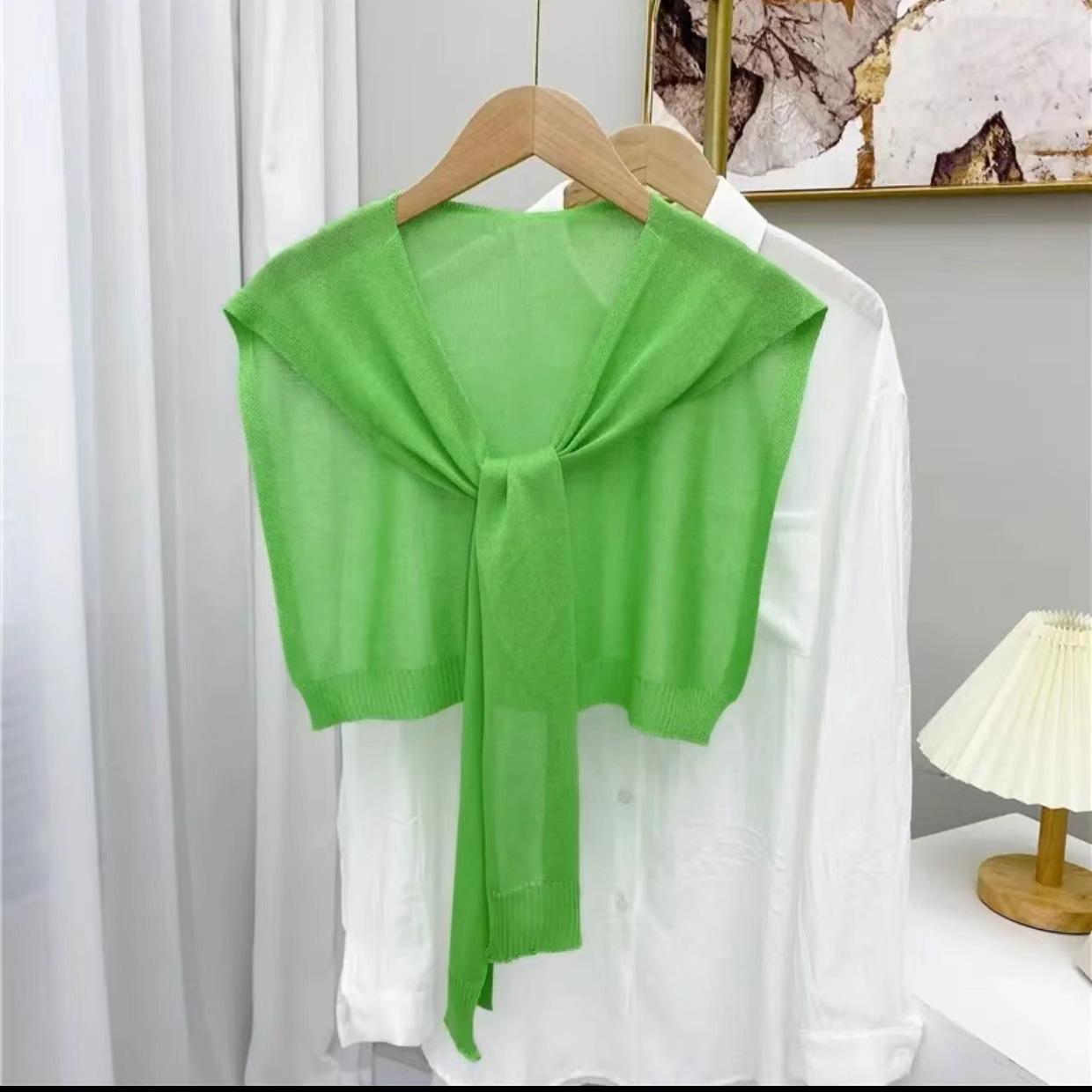 

2024 Breathable Ice Silk Shawl: Fashionable, Versatile, Solid Color, Sun Protection, Comfortable Shoulder Wrap, Knitted Design. 80-100 cm