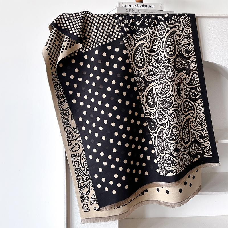 Korean Version Of Light Luxury Contrasting Colors, Double-Sided Imitation Cashmere Scarf, Winter High-End Warm Shawl