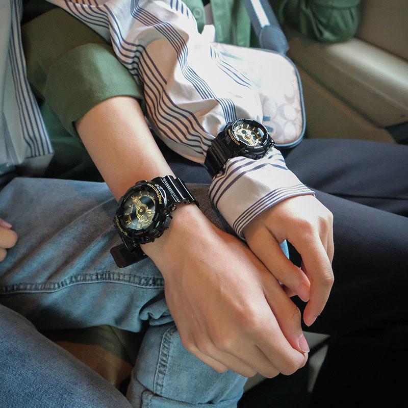 Casio Trendy Sports Quartz Movement Resin Strap Japanese and Korean Watches Unisex Black Dial BA-110-1APR+GA-110GB-1APR