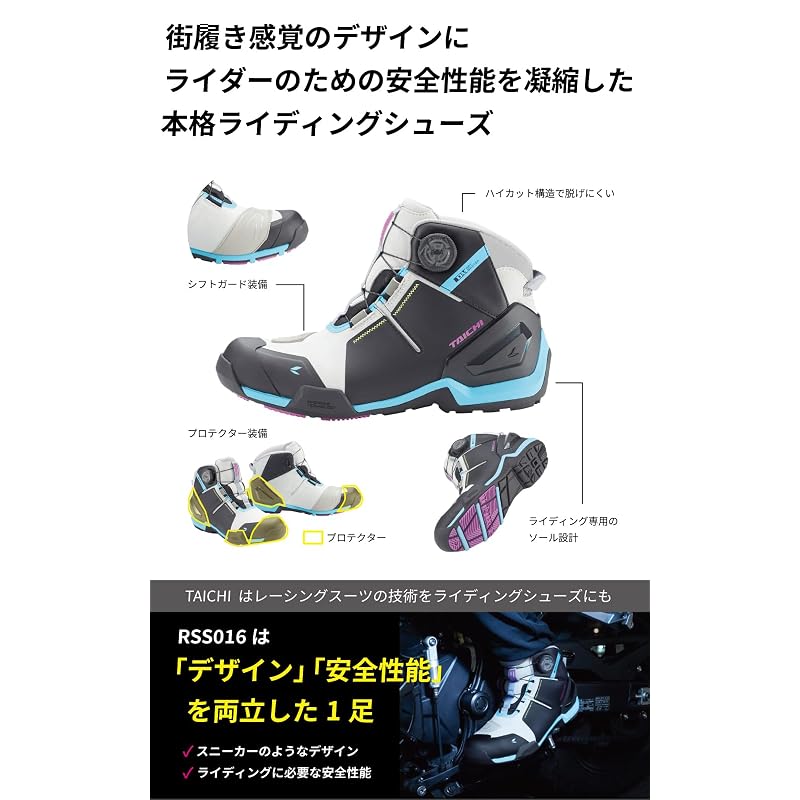 RS Taichi (RS Motorcycle Riding Shoes, Waterproof, Built-in Protector, BOA Dial, Shift Guard, 016 DRYMASTER Striker Shoes RSS016)
