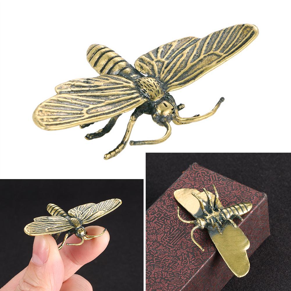 Ornament Dragonfly Figurines Home Office Desk Decor 1pcs Brass Copper Funny Miniatures Vintage Insect Figurines Home Decoration