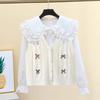 Spring and Autumn Thickened Bow V-neck Knitted Vest Women's Youthful Outerwear Cardigan Top