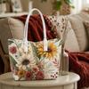 Sunflower Floral Printed Tote Bag Casual Daily Use Handbag Lightweight Aesthetic Shopping Carry Purse For Women