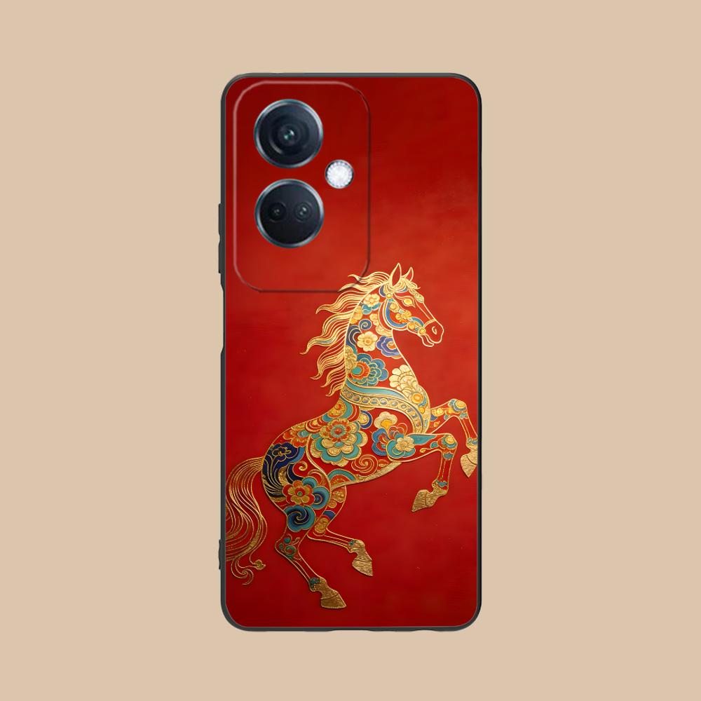 Golden Horse Year Mobile Phone Case for OPPO Reno 14 13 12 11 10 9 8 7 6 5 F T Pro 5G Colorful Printing Cover Cover Cellphones