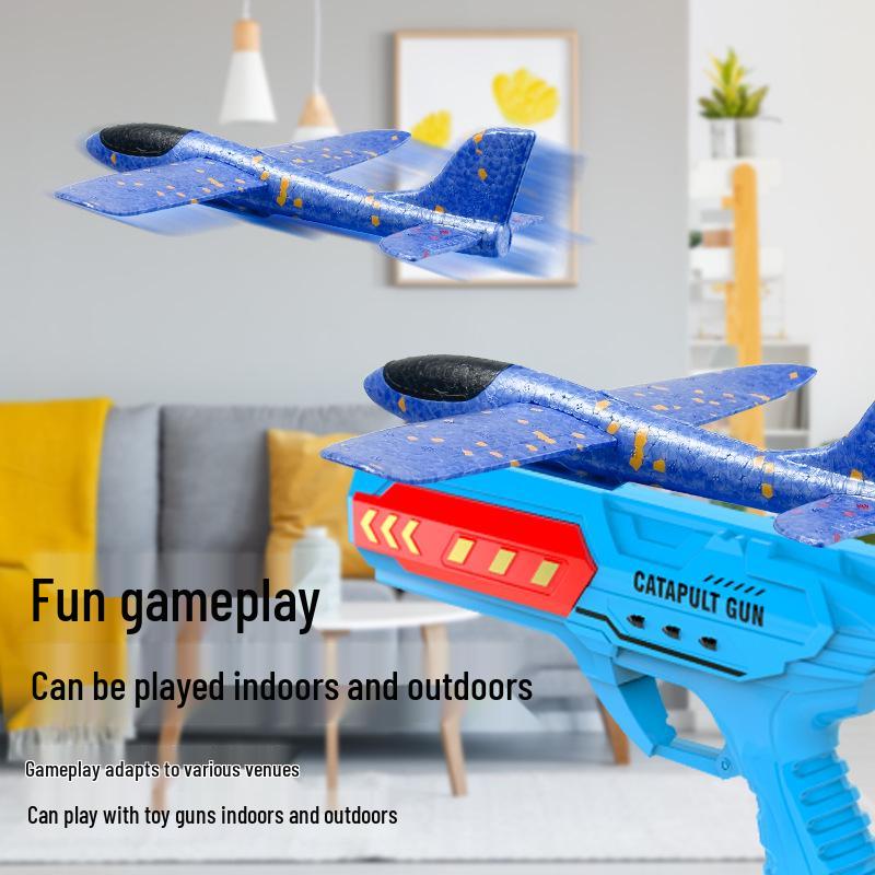 Foam Projectile Airplane Launcher: Hand-Throw Glider Toy for Kids with One-Key Flight