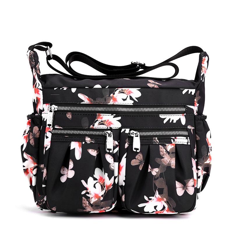 2025 New Printed Nylon Shoulder Bag Multi-pocket Large-capacity Lightweight Waterproof Crossbody Bag and Multi-layered Middle-aged Mother Bag