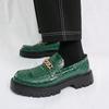 Metal chain with a thick sole to increase the height of casual British leather shoes