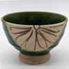 Utsuwa Roan Seto Ware Rokubei Rice Bowl with High Base, Approximately 12cm, Oribe Style, Chrysanthemum Pattern, Made In Japan, Green, 007-0006