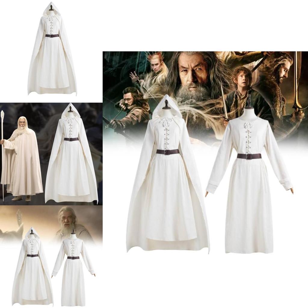 Stupendo Set Costume Cosplay di Gandalf per Halloween con Mantello e Tuniche Unisex