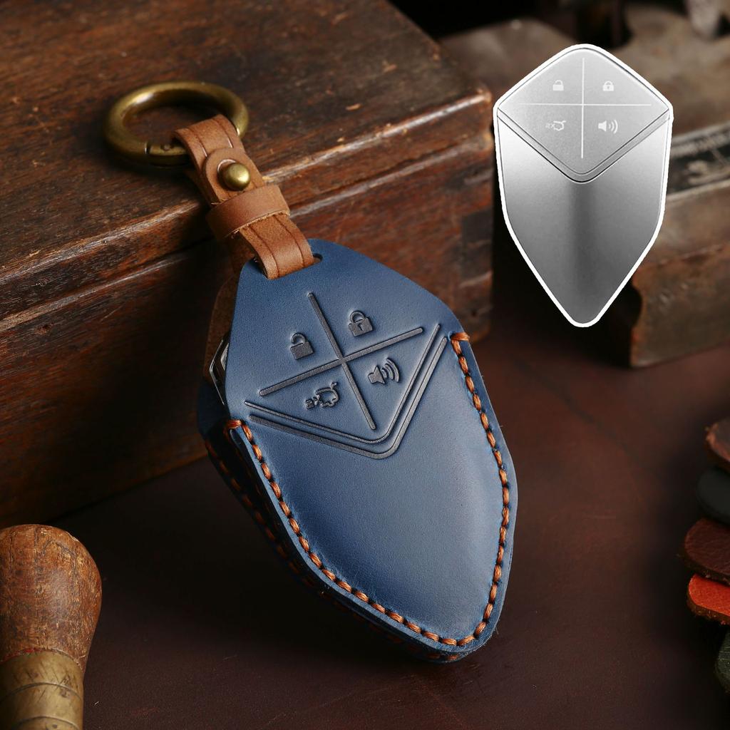 Genuine Leather Auto Key Fob Remote Cover Case Key Ring Fit For Changan Deepal Sl03 Cs75 Plus Uni-V Uni-Kt Uni K T V Cs75Plus Auto Accessories
