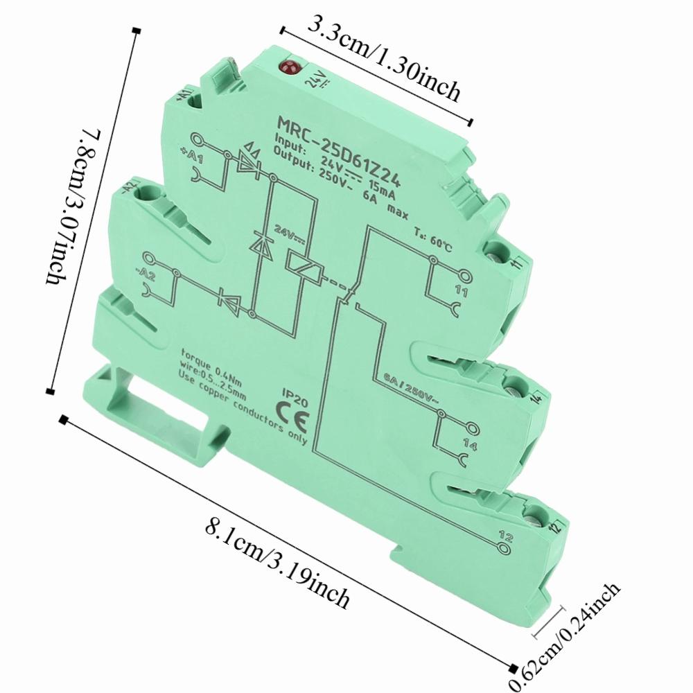 Spacesaving Construction MRC-25D61Z24 Relay 6.2mm Ultra Thin DC24V PLC Relay Ultra Thin Relay Module Control Panel Applications