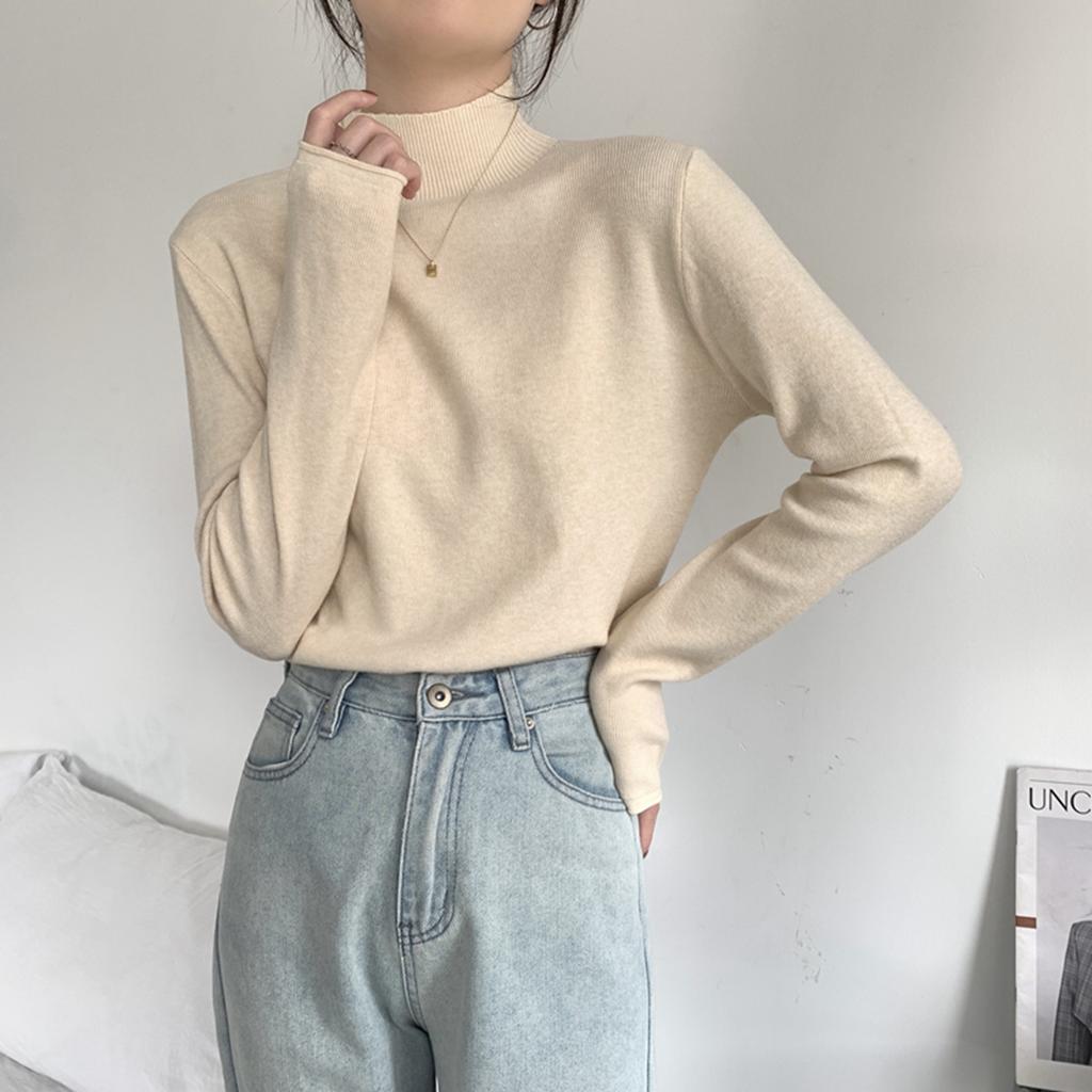 Basic Small Stand-up Collar Stacked Sweater Women's Autumn and Winter New Simple Casual Inner Bottoming Shirt Versatile Knitted Top