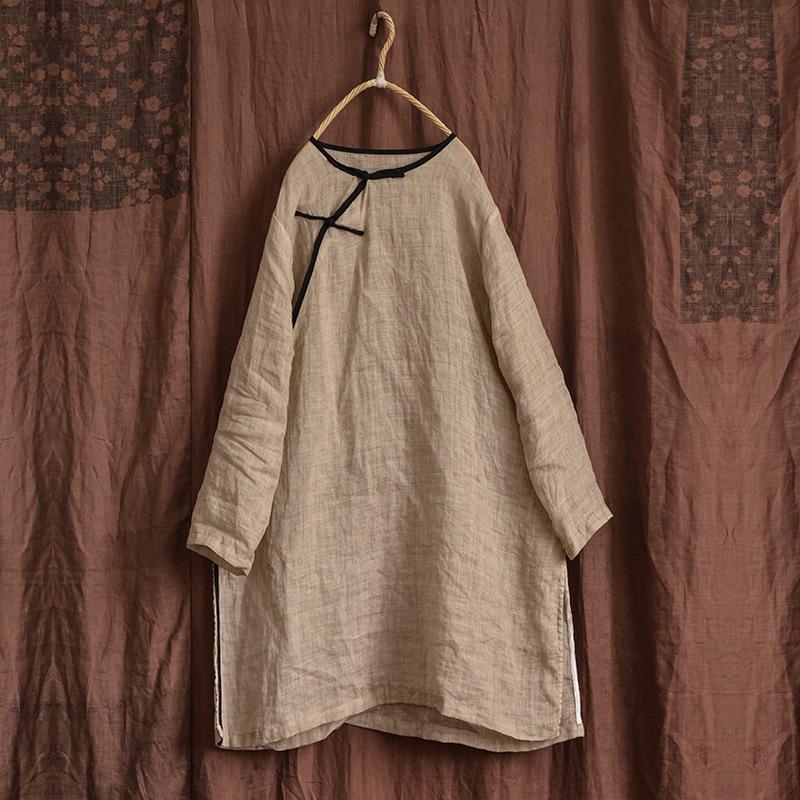 

Johnature женские винтажные рубашки топы на пуговицах однотонные блузки весенние мягкие женские рубашки на пуговицах в китайском стиле One Size бежевый