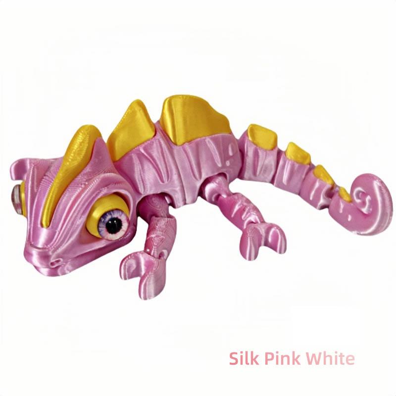 

3D Printed Multi-colour Chameleon Toy Simulated Movable Eyes Creative Gradient Pascal Rapunzel Lizard Figure Toy Home Decoration 13cm