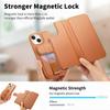 CASENEO For iPhone 14 Magnetic Case RFID Blocking Wallet Detachable Leather Phone Cover with Wristband