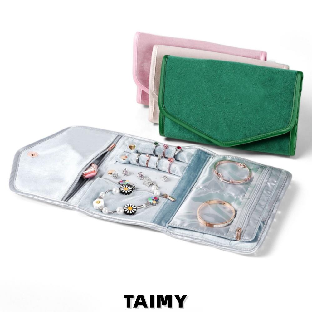 Custom Logo Luxury Velvet Jewelry Pouch Portable Foldable Travel Jewelry Organizer Bag Multi-compartment Jewelry Bag