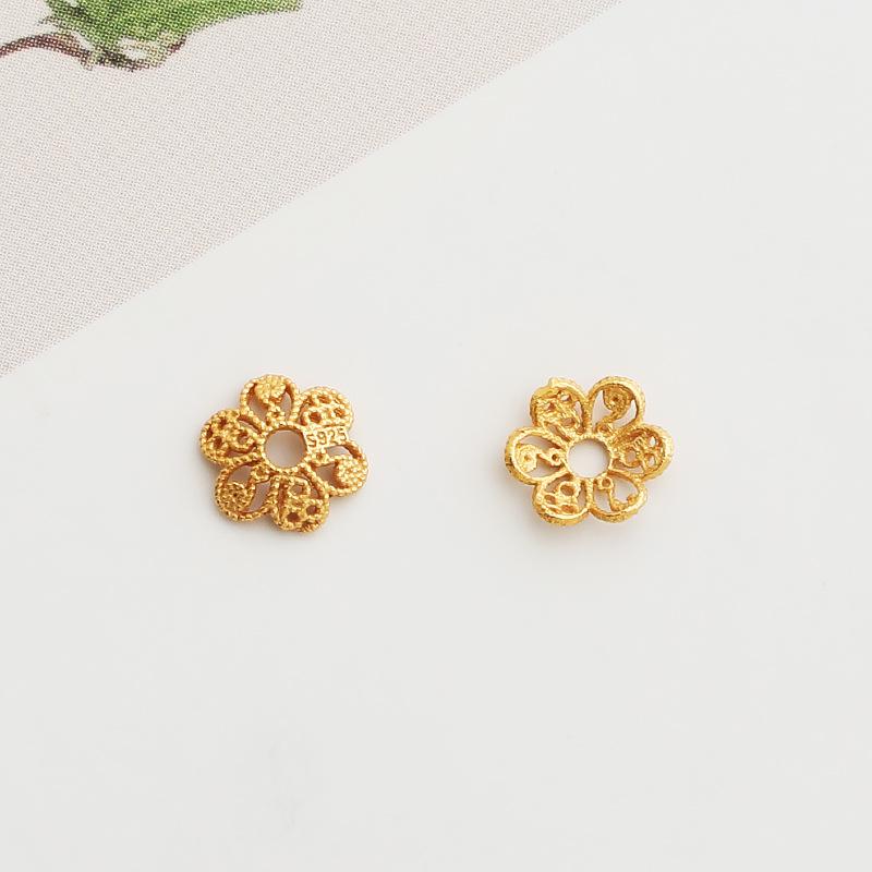 

S925 Позолоченная филигранная шапочка-разделитель для бусин в виде цветка с жемчугом для браслетов Вэньвань своими руками Gold-Plated Silver (Price for one)