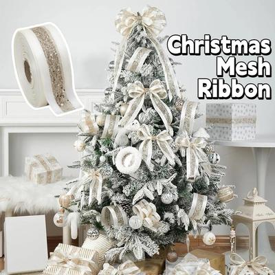 DIY Craft Christmas Mesh Ribbon Linen Decorative Ribbon Christmas Wrapping Ribbon Flexible Net Xmas Tree Ribbon Party Decor