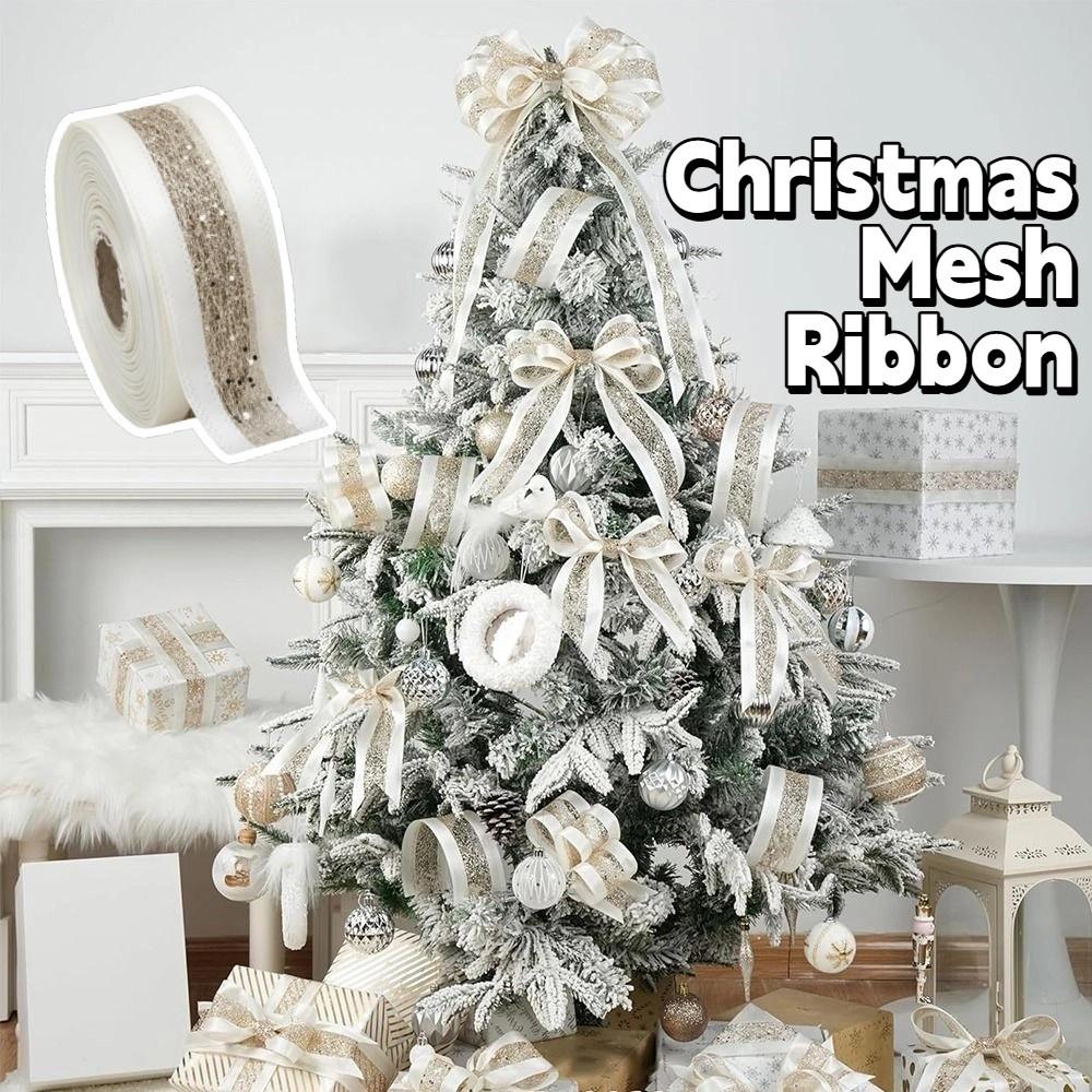 Bow Making Christmas Mesh Ribbon DIY Craft Christmas Wrapping Ribbon Xmas Tree Ribbon  Party Decor