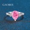 New S925 Sterling Silver Women's Ring, Ice Cut Water Drop Design In Blue, Yellow, Pink, White Colors with Simple Diamond Accents.