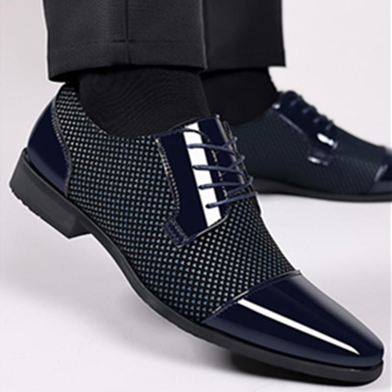 FashionMens Dress Shoes Lace Up Oxfords Business Office Pointed Black Men's Formal Outdoor Wedding Shoes Luxury British Gents Shoes