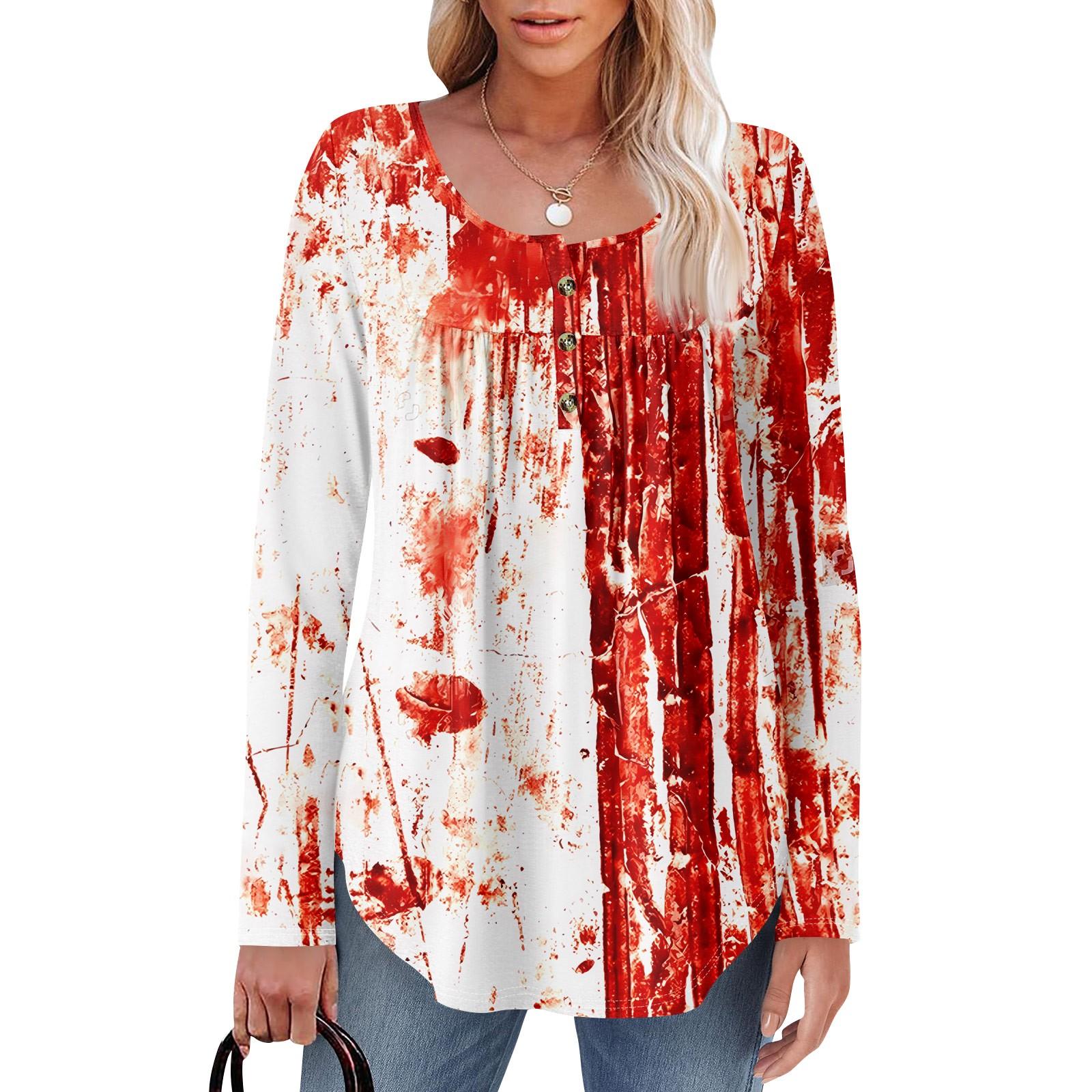 

Женская туника с длинным рукавом, свободные топы, повседневные топы оверсайз, плиссированная туника, застегивающаяся на пуговицы, повседневные женские топы с принтом L