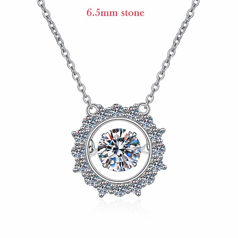 

Smyoue 5/6/6.5mm Dancing Stones Zircon/moissanite Necklace for Women Sparkling Lad Diamond Pendant 925 Silver Wholesale 45cm&main moissanite