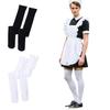 Uccellino Men's Knee-High Socks, Long, Over-the-Knee, 80cm, for Cosplay and Cross-Dressing (White/Black)