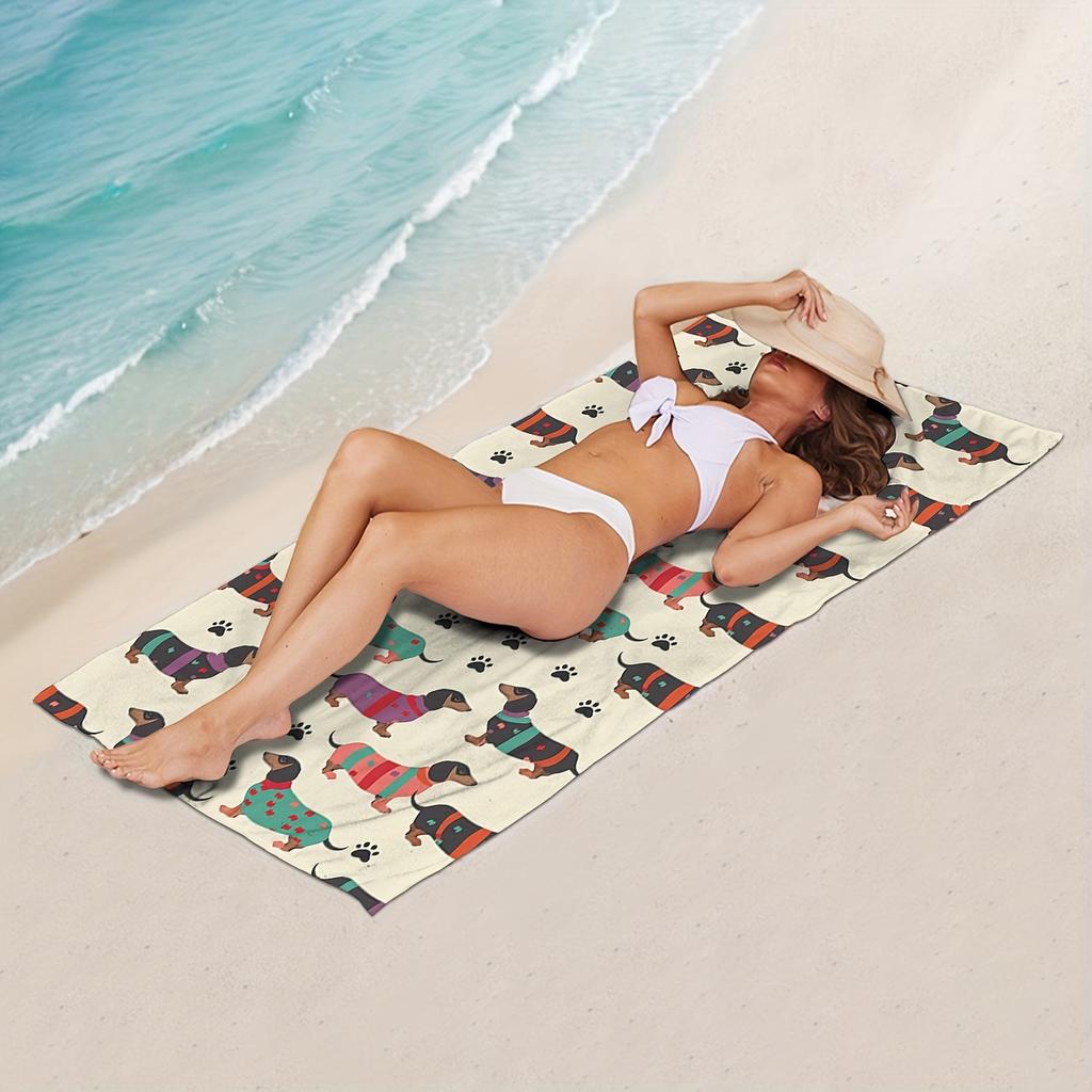 1pz Vivace Modello Cane - Asciugamano Rettangolare Grande - Asciugamano da Spiaggia Leggero Traspirante ad Asciugatura Rapida - Asciugamano da Bagno Super Assorbente