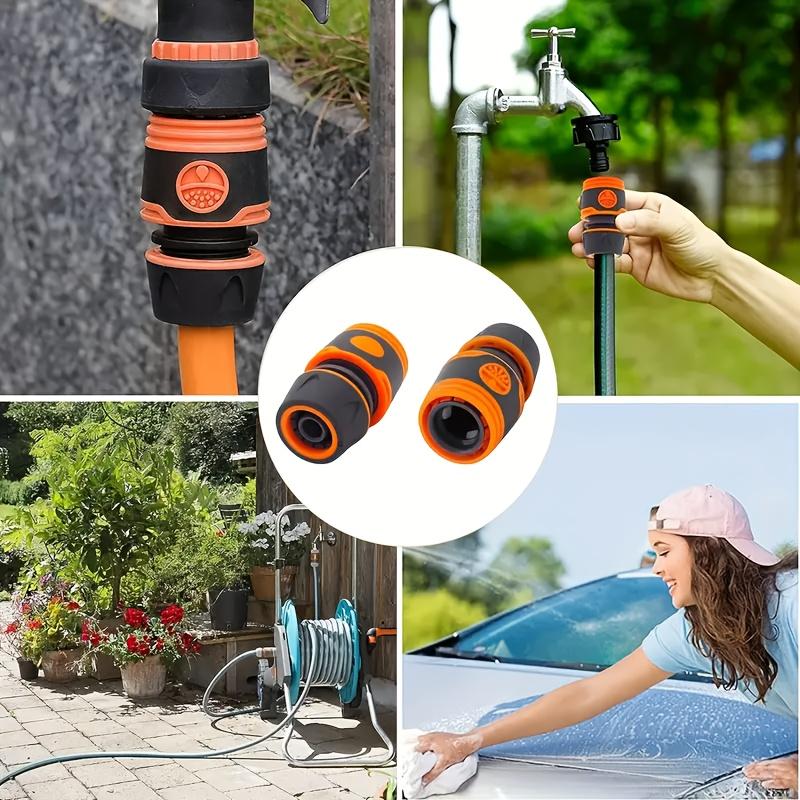 Gartenschlauch Schnellkupplungsadapter - Schlauchkompatibel, Orange & Schwarze Kunststoffverschraubungen für Autowäsche, Gartengeräte & Rasenpflege, Schlauchverbinder